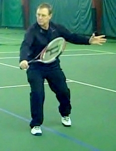 Point of contact - raquet almost parallel to net