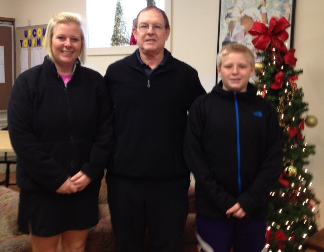 Runners-up Anne and Marcus Luke with the host Des Evans