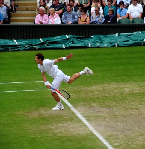 Murray serving in the semi-final