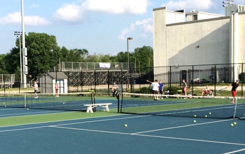 Teenagers playing in the evening
