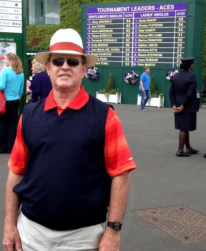 Des in front of Centre Court last year