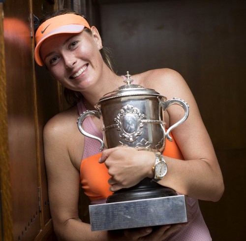 Maria Sharapova celebrates her French Open Championship