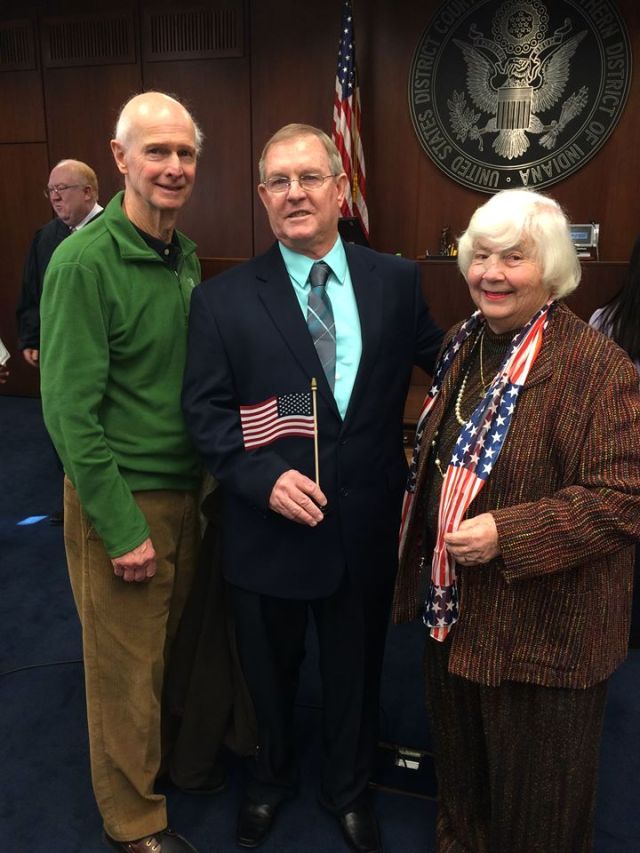 Des with his great tennis mentors Ed Brune and Barbara Wynne who gave him invaluable support during the past 15 years.