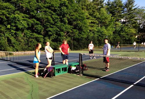 High school players enjoying beautiful weather outdoors