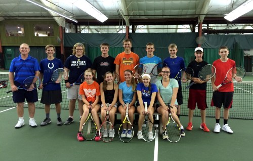 Des with the high school group indoors at IRC