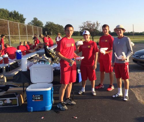 The Seniors satisfy their hunger after the 5-0 win at Shenandoah H.S. - Middleton, Indiana