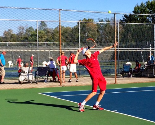 Dedicated freshman Matthew True has worked very hard to improve his service motion and to develop a 2nd serve