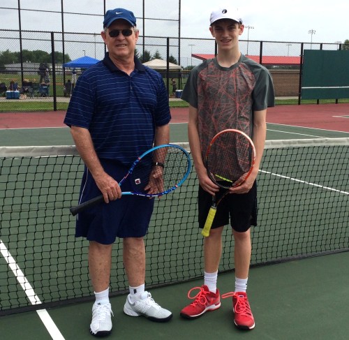Coach Des Evans with promising high school player Matthew True